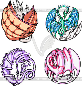 Round dragon designs - vector clip art