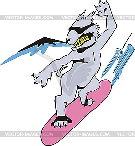 Dog snowboarder cartoon - vector image