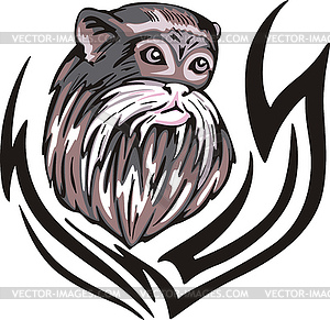 Emperor tamarin monkey tattoo - vector image