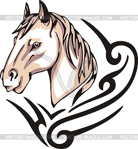 Лошадь - тату - графика в векторном формате
