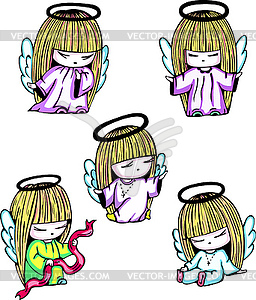 Little angel girls - vector clip art