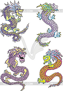 Funny chinese dragons - vector clip art