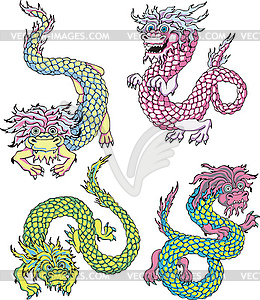 Funny chinese dragons - vector image