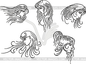 Stylized woman heads - vector image