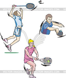 Tennis and Badminton - vector clip art