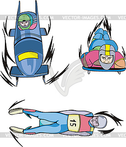 Bobsleigh, Skeleton and Luge - vector clipart