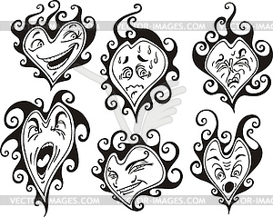 Heart shaped faces - vector clipart