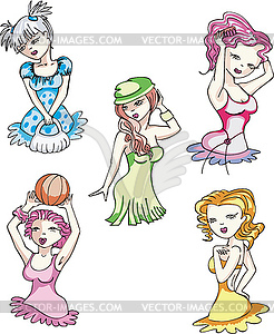 Retro pin-up girls - vector image