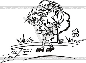 Kid with rucksack - vector clip art