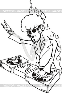 Cool DJ twisting records - vector clipart