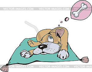 Dream of dog for bone - vector clip art