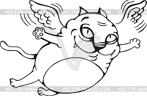 Flying cat cartoon - vector clip art