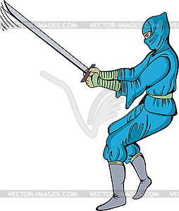 Ninja with sword - vector clipart / vector image