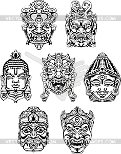 Hindu deity masks - vector EPS clipart