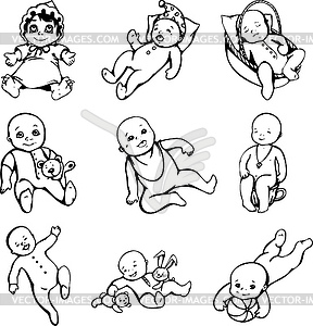 Sketches of babies - vector clipart