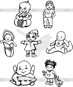 Sketches of babies - vector clip art