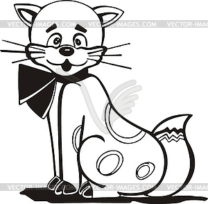 Elegant kitty with bow - vector clip art