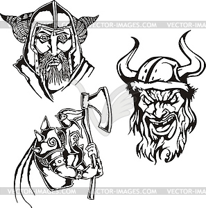 Viking heads - vector EPS clipart