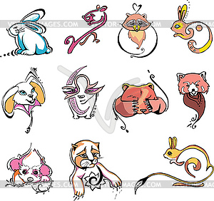 Miscellaneous stylized animals - vector clipart