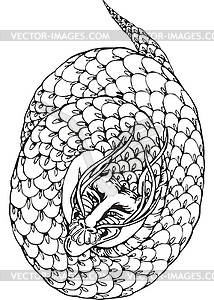 Oriental dragon as circle - vector image
