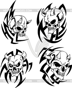 Skulls with horns - vector clip art