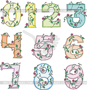 Floral Digits - color vector clipart