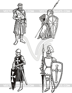 Medieval knights - vector clipart