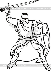 Medieval knight crusader - vector image