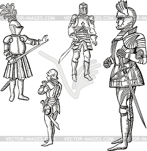 Medieval knights - vector clip art