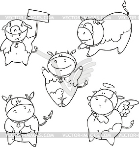 Funny calf cartoons - vector EPS clipart