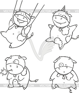 Funny calf cartoons - vector clipart / vector image