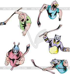 Sport mascots - ice hockey - vector image