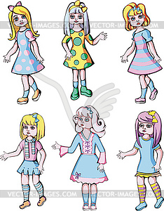 Set of cute dolls - vector clipart