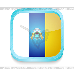 Smart phone button with Canary Islands flag - vector clipart