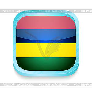 Smart phone button with Mauritius flag - vector clipart / vector image