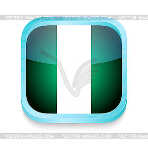 Smart phone button with Nigeria flag - vector clip art