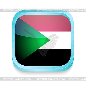 Smart phone button with Sudan flag - vector image