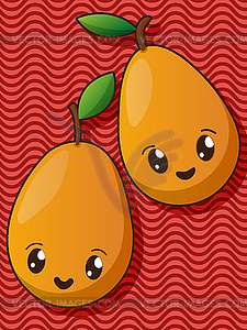 Kawaii pear icons - vector clipart