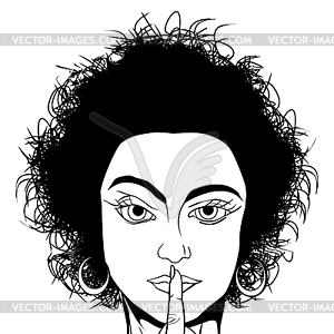 Girl asking for silence - vector clipart