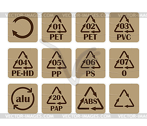 Recycling code stickers - vector clipart