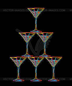 Tower of champagne glasses - royalty-free vector image