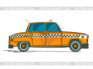 Мультяшный желтое такси - иллюстрация в векторе