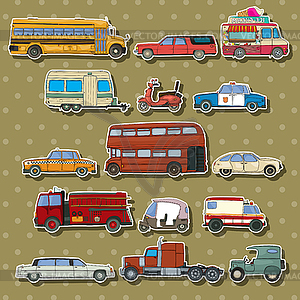 Cars cartoon stickers - vector clipart