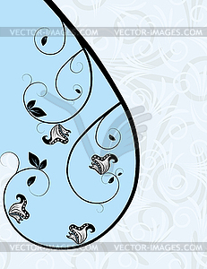 Blue abstract background with flowers - vector clipart