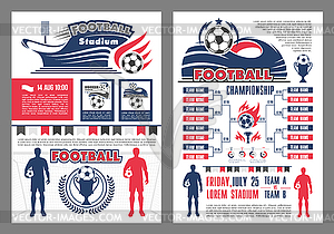 Football stadium and soccer match schedule poster - vector clip art