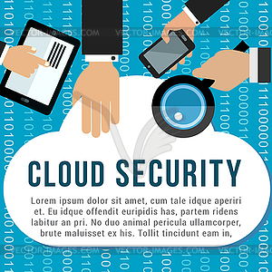 Cloud security poster for data storage design - vector clipart / vector image