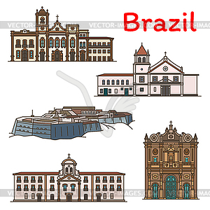 Brazilian travel landmark icon of South America - vector clipart