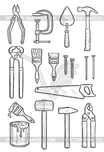 Repair tool sketch for construction and carpentry - vector clip art