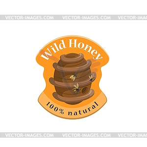 Wild honey bee hive symbol for label design - vector clipart