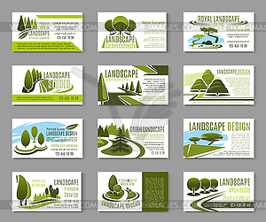 Landscape design studio business card template - vector clip art